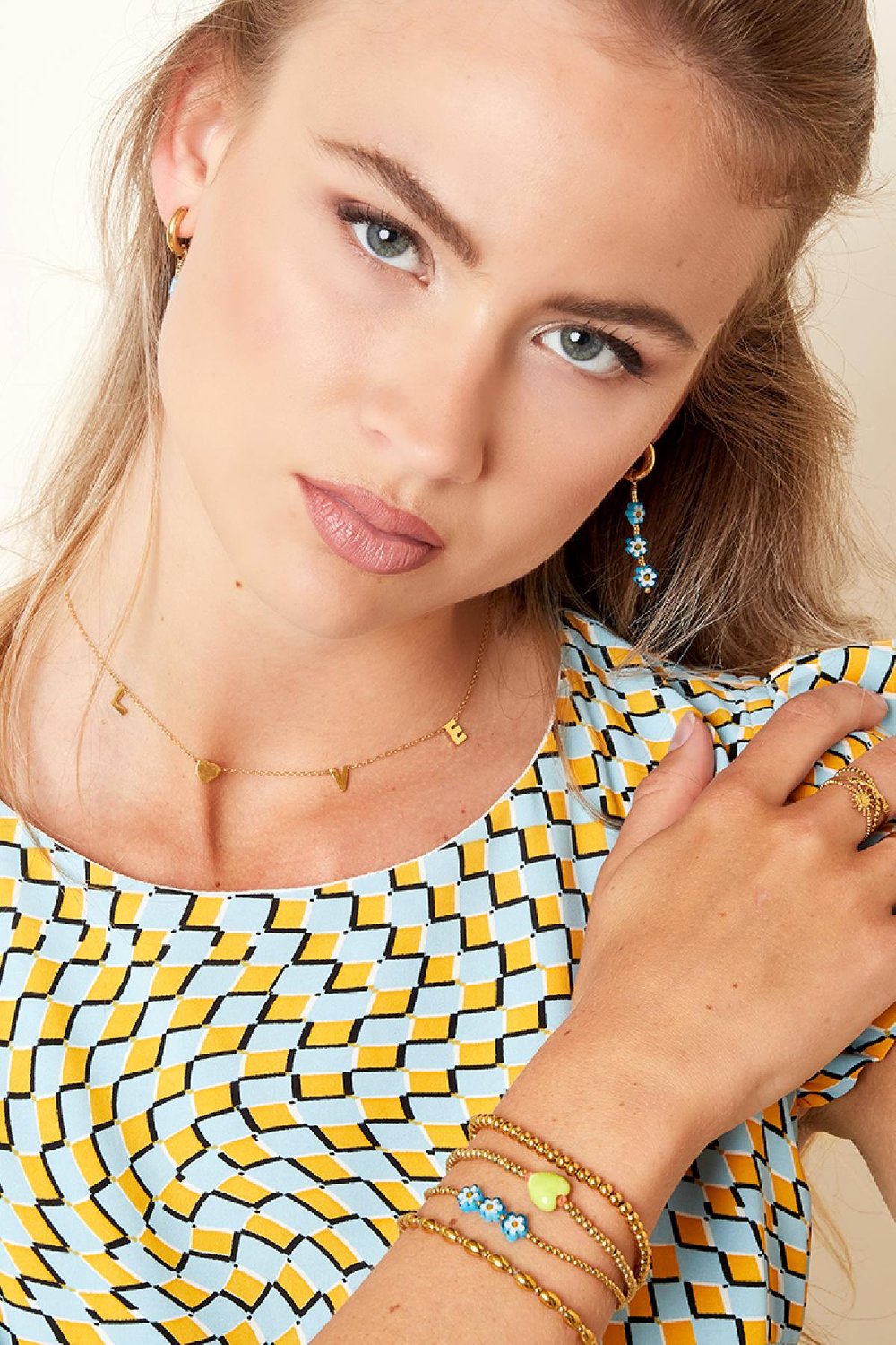 Blue daisy bracelet - #summergirls collection Gold Color Hematite h5Picture3